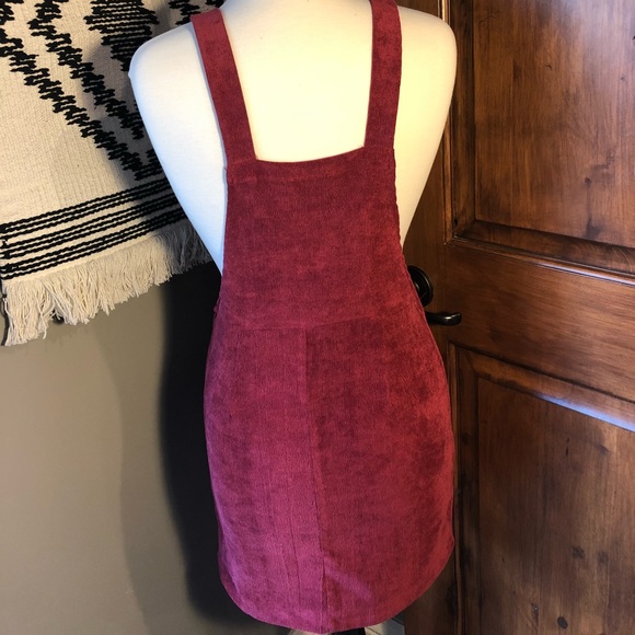Corduroy Overall Burgundy Dress - Picture 2 of 3